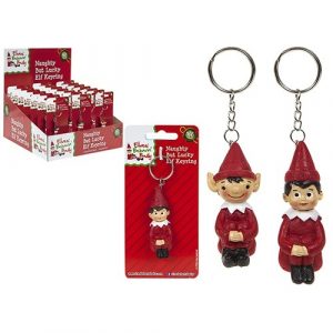 Polystone Hand Painted Naughty But Lucky Elf Keyring 2"