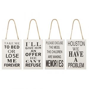 Funny Quote Hanging Sign Set 1 4 Assorted