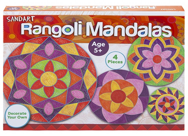 Make Your Own Rangoli Mandala Sand Art Kit - 4 cardboard coasters